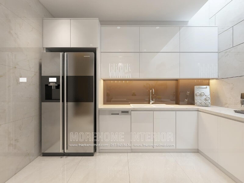 Lựa chọn tủ bếp màu trắng tinh tế mang lại không gian sang trọng và nhẹ nhàng hơn Thiết kế và sản xuất tủ bếp đẹp